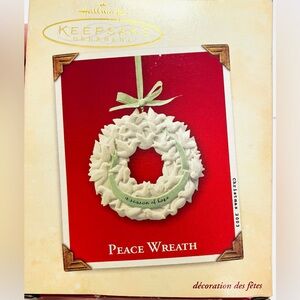 Hallmark 2003 Peace Wreath Ornament Porcelain Read